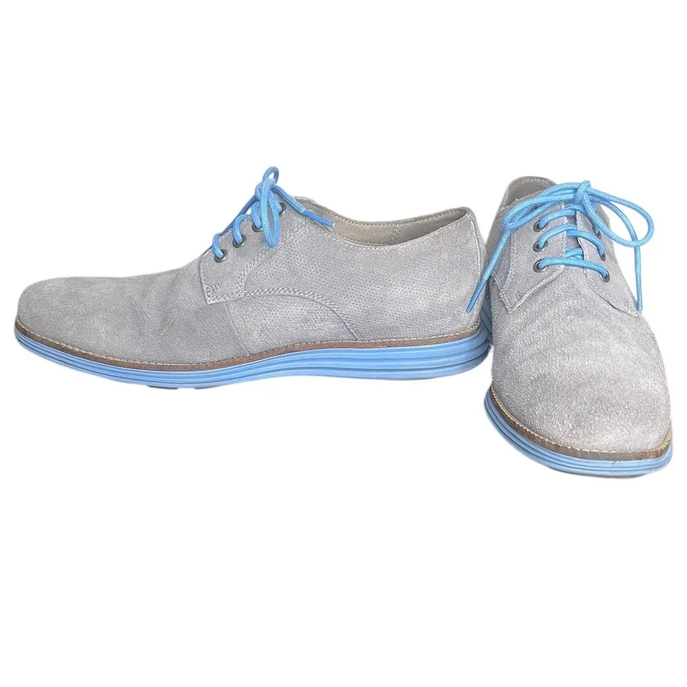 Cole Haan Gray Suede Leather Plain‎ Toe Grand OS Oxfords Mens Size 8.5M